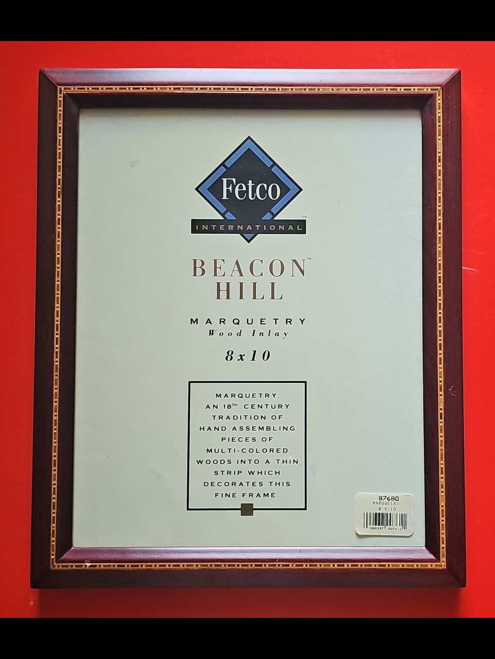 Beacon Marquetry Wood Inlay Picture Frame - Brown with Gold Accent 8x10